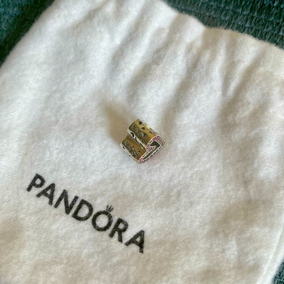 RETIRED Pandora Sparkling Red-Pink Freehand Heart Charm - Picture 5 of 5